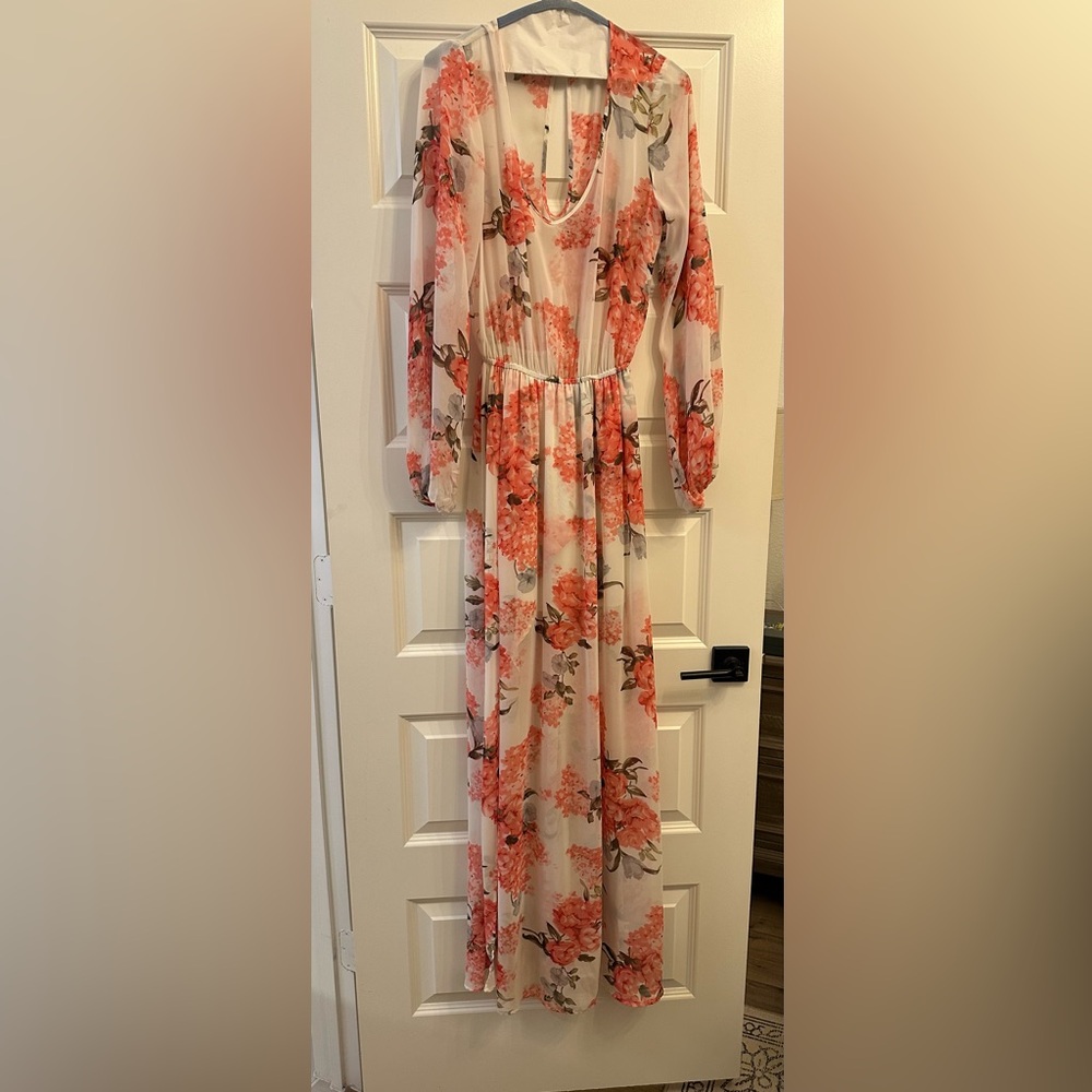 Show Me Your MuMu Floral Maxi Dress - Pink and Cream